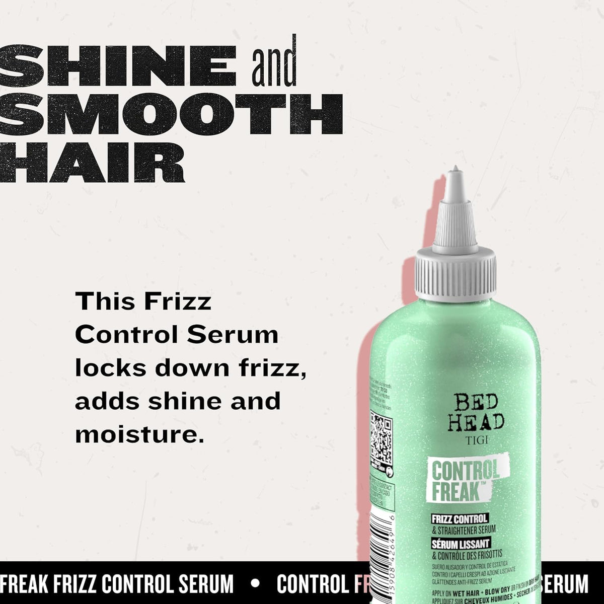 TIGI Control Freak applied to mid-lengths demonstrating easier styling and frizz control