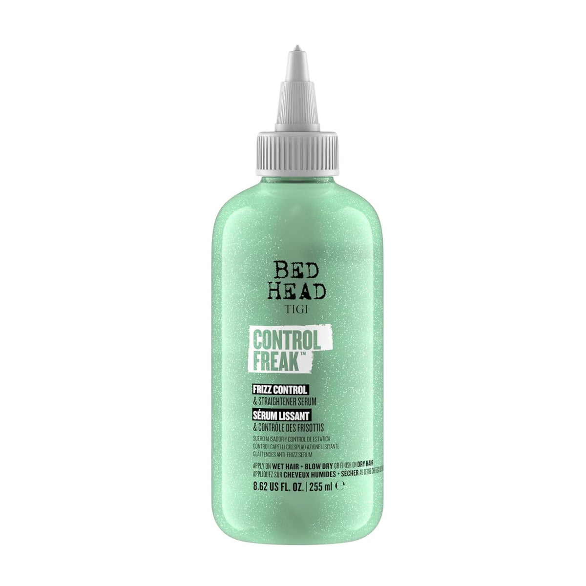 TIGI Control Freak front bottle showing packaging and immediate shine benefits