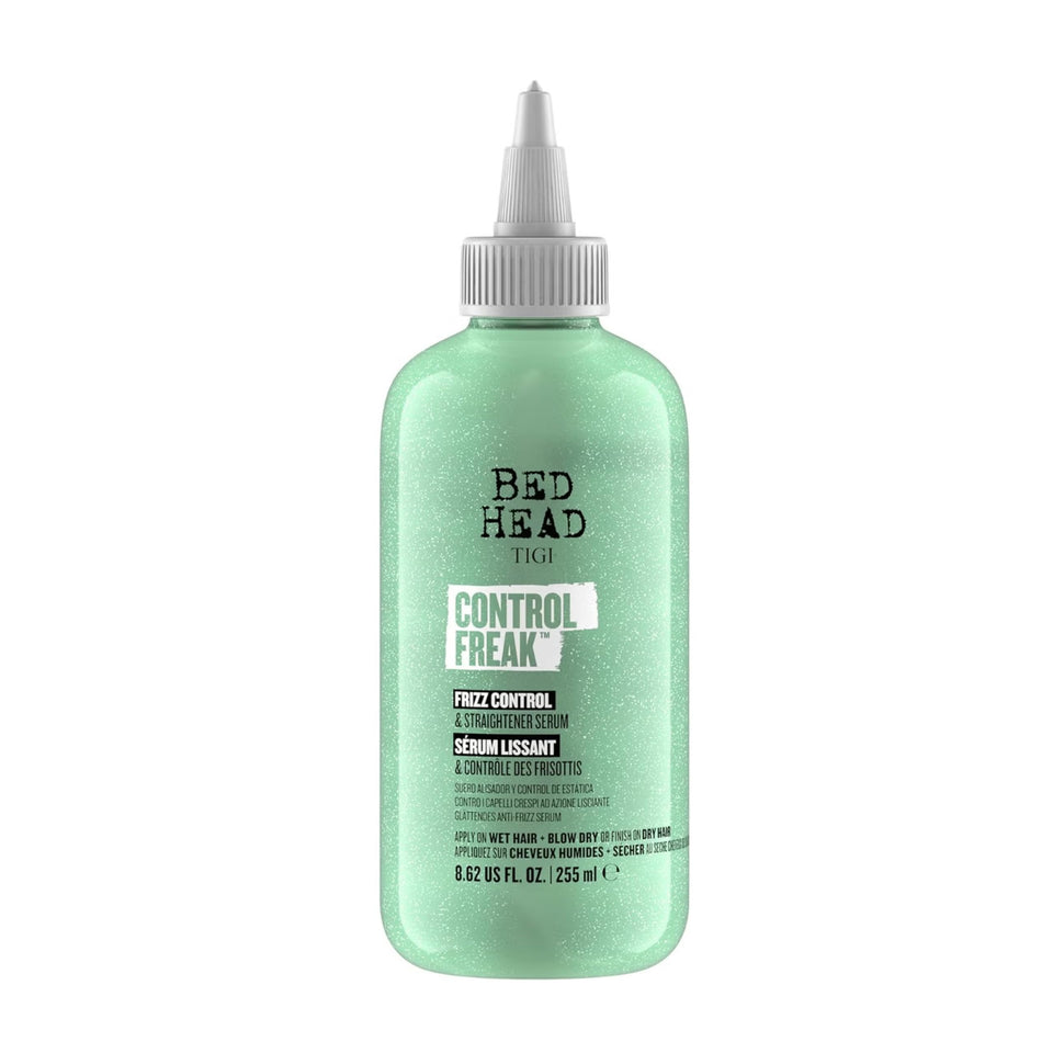 TIGI Control Freak front bottle showing packaging and immediate shine benefits