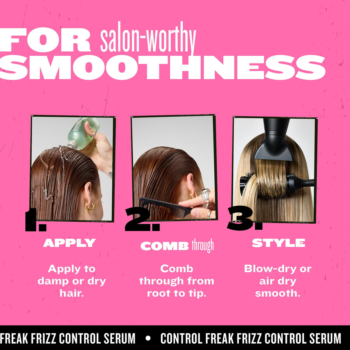 Close-up of TIGI Control Freak label highlighting kiwi extract and dimethicone benefits