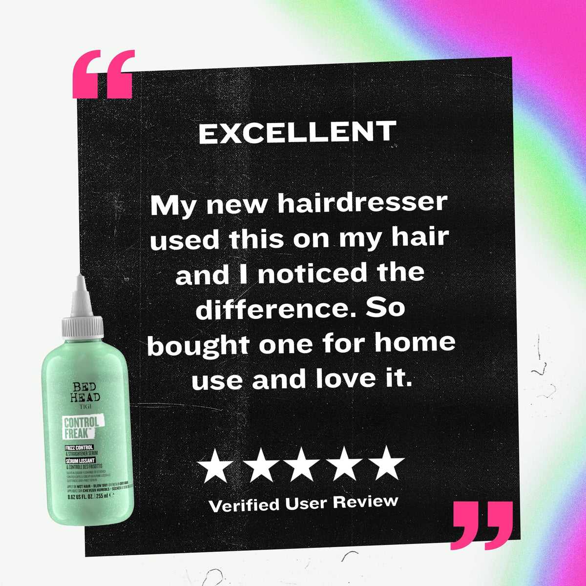 TIGI Control Freak on a vanity in a lifestyle shot showing everyday styling ease