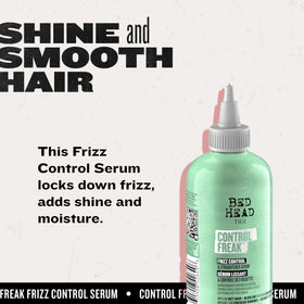 Applying TIGI Control Freak to damp hair to reduce frizz and speed blow-drying