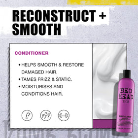 TIGI Dumb Blonde duo staged in bathroom conveying salon results at home
