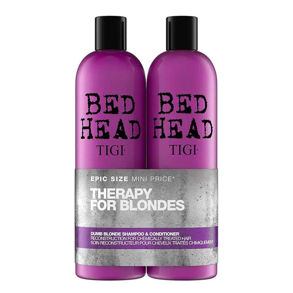 TIGI Dumb Blonde front packaging showing full duo and benefits