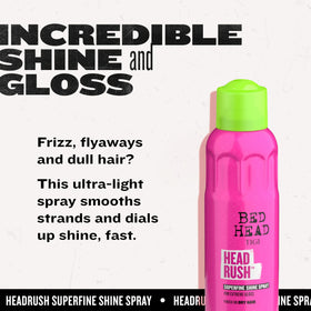 TIGI Headrush held in hand to show scale and portability for on-the-go touch-ups