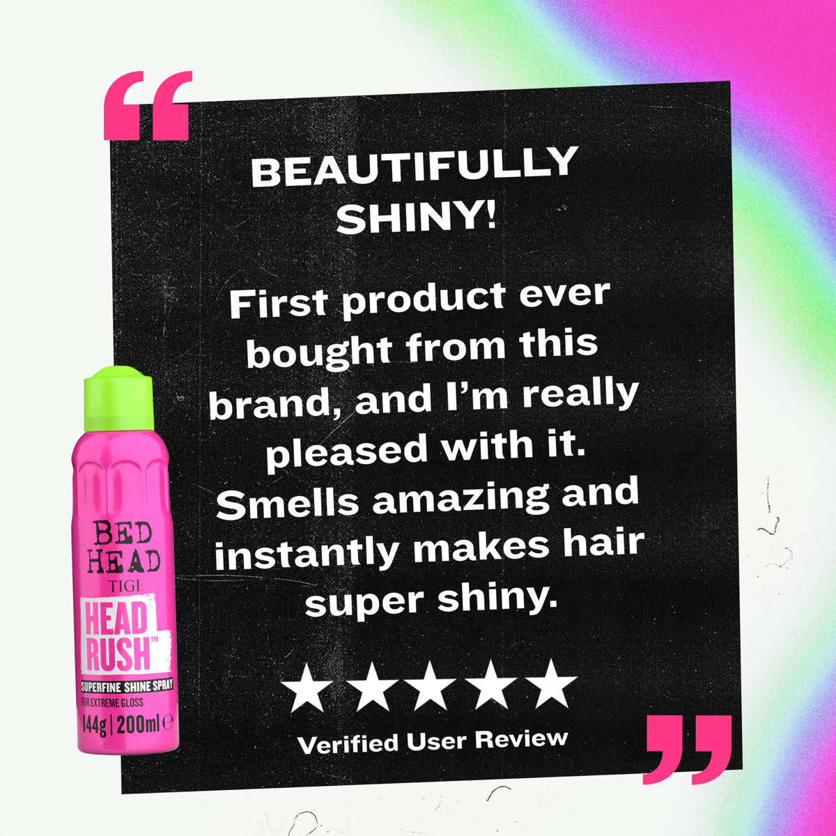 TIGI Headrush packaging open to reveal ingredient panel and product information
