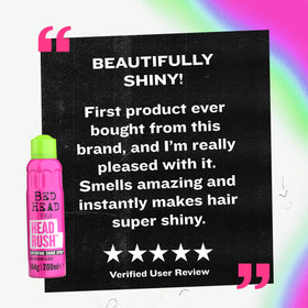 TIGI Headrush packaging open to reveal ingredient panel and product information