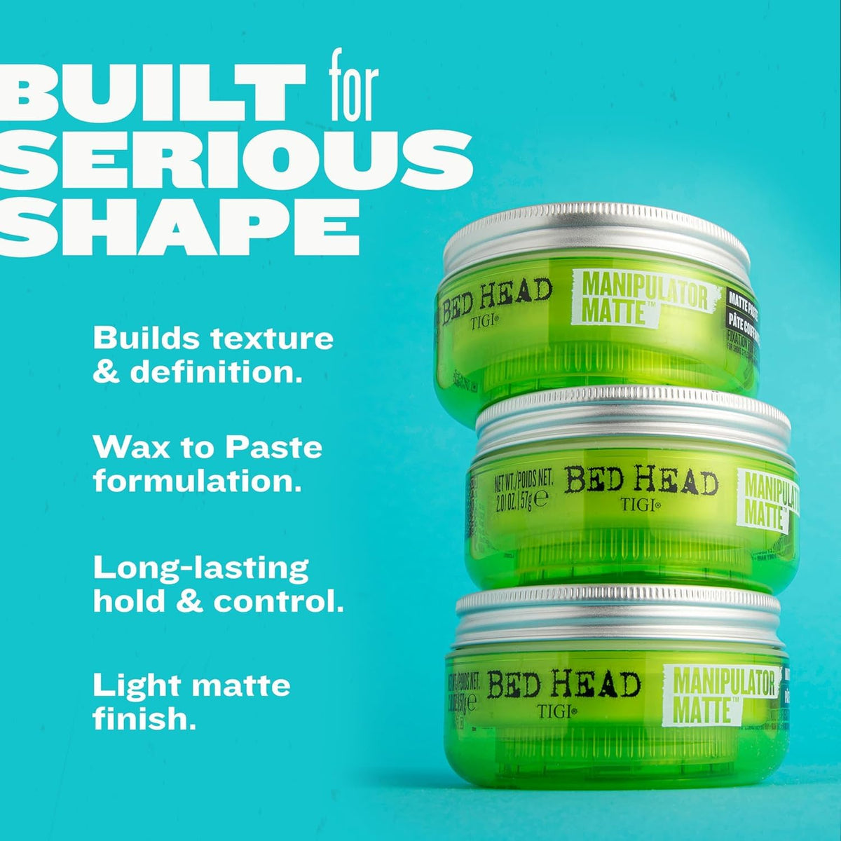 TIGI Bed Head paste warmed on palms ready for styling and control