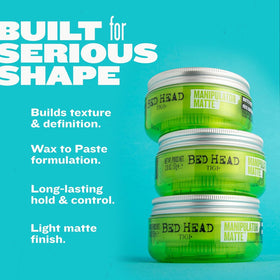 TIGI Bed Head paste warmed on palms ready for styling and control