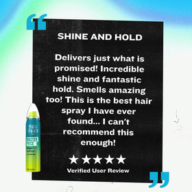 TIGI Bed Head Masterpiece ingredients panel closeup showing key shine and hold components