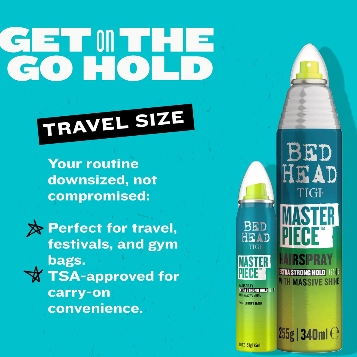 TIGI Bed Head Masterpiece spray texture closeup illustrating fine mist for even application