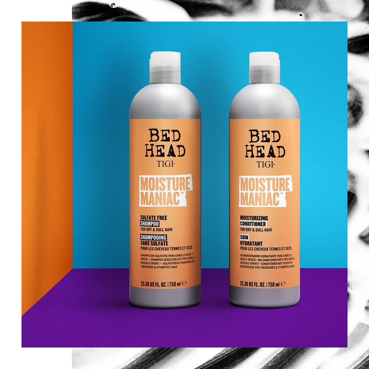 TIGI product staged in bathroom to show salon-quality moisture routine benefit
