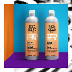 TIGI product staged in bathroom to show salon-quality moisture routine benefit