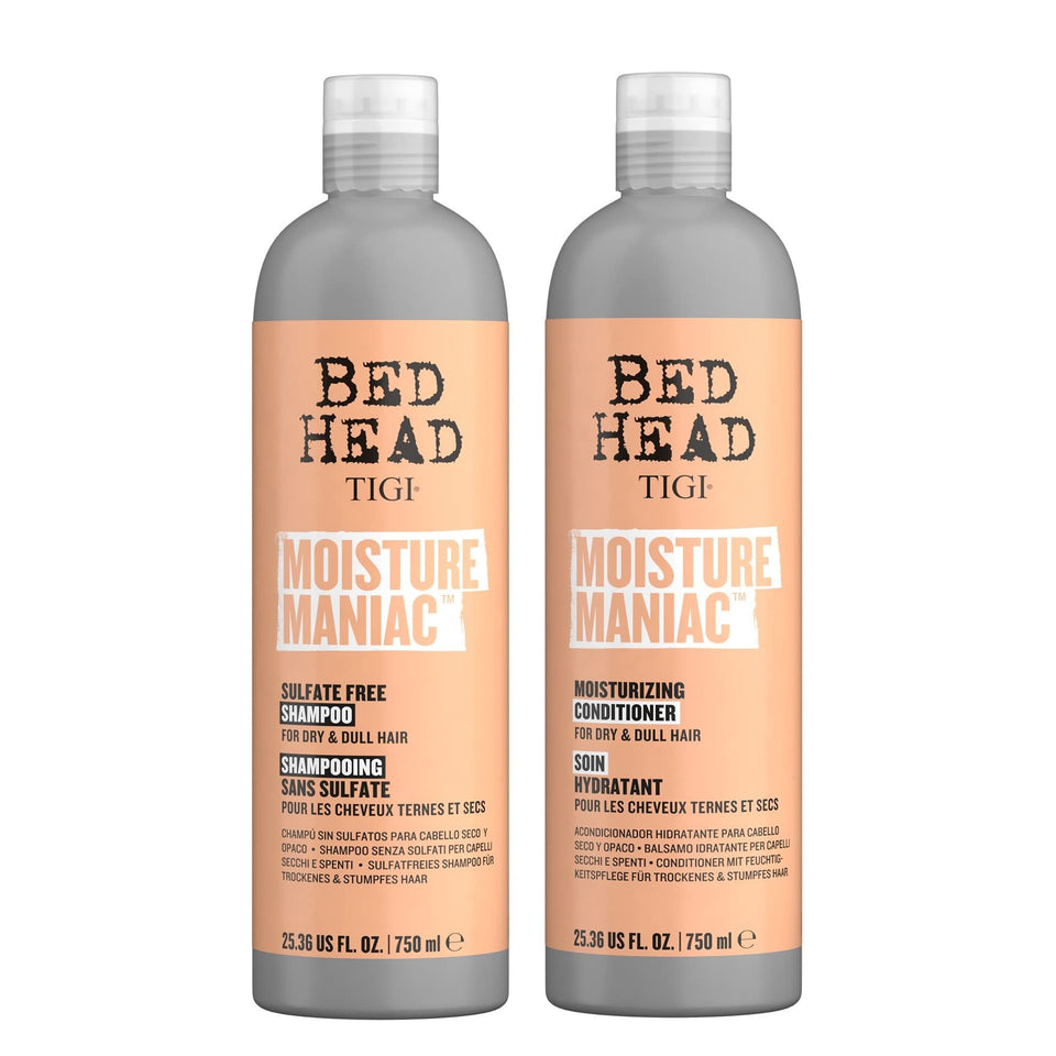TIGI front packaging showing shampoo and conditioner for visible hydration benefits
