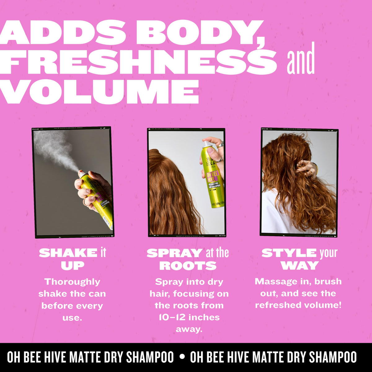 TIGI Oh Bee Hive label and ingredient panel emphasizing corn starch absorption technology