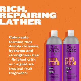 TIGI product label close-up highlighting hydrolyzed keratin and milk protein