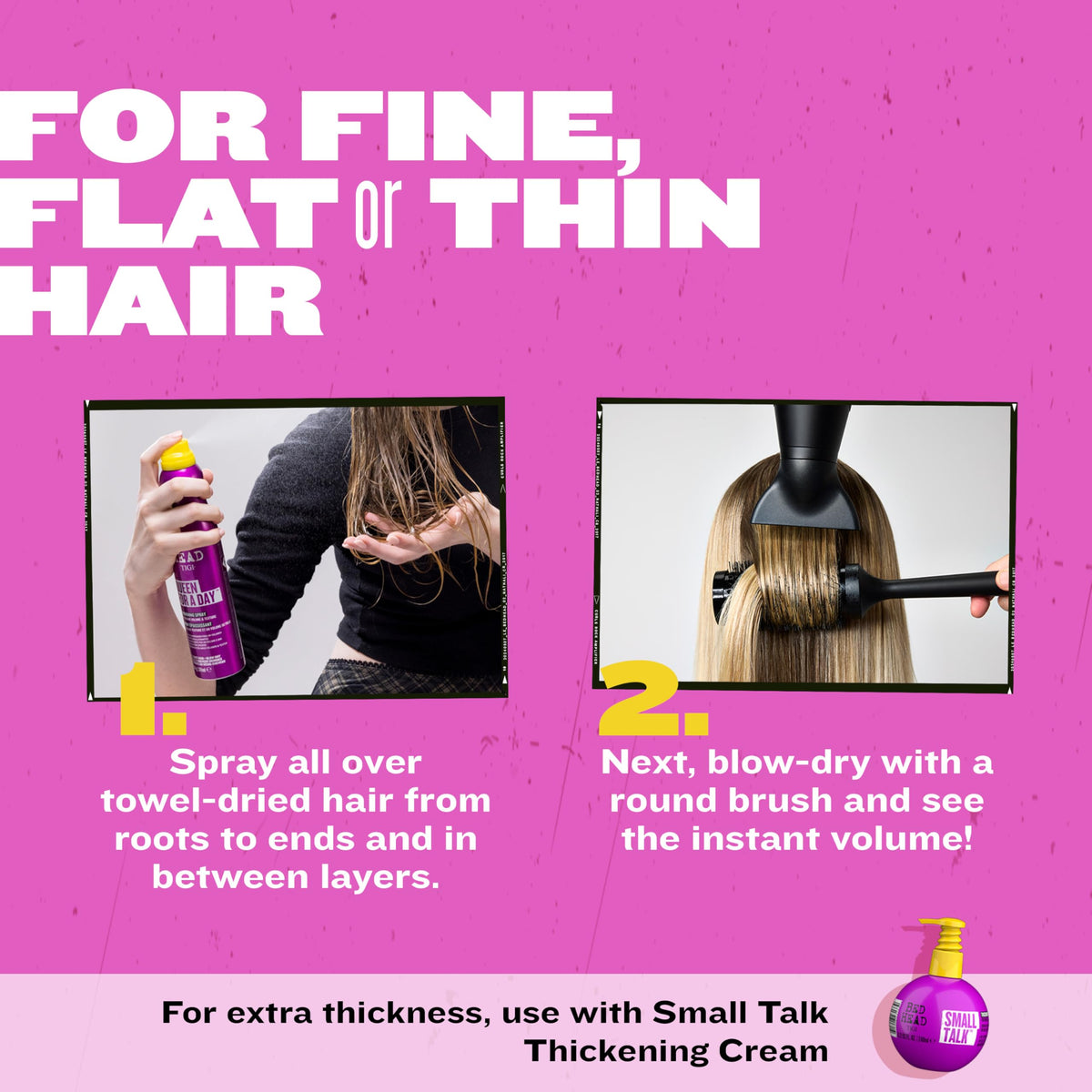 TIGI product label and ingredients panel highlighting formula benefits and claims