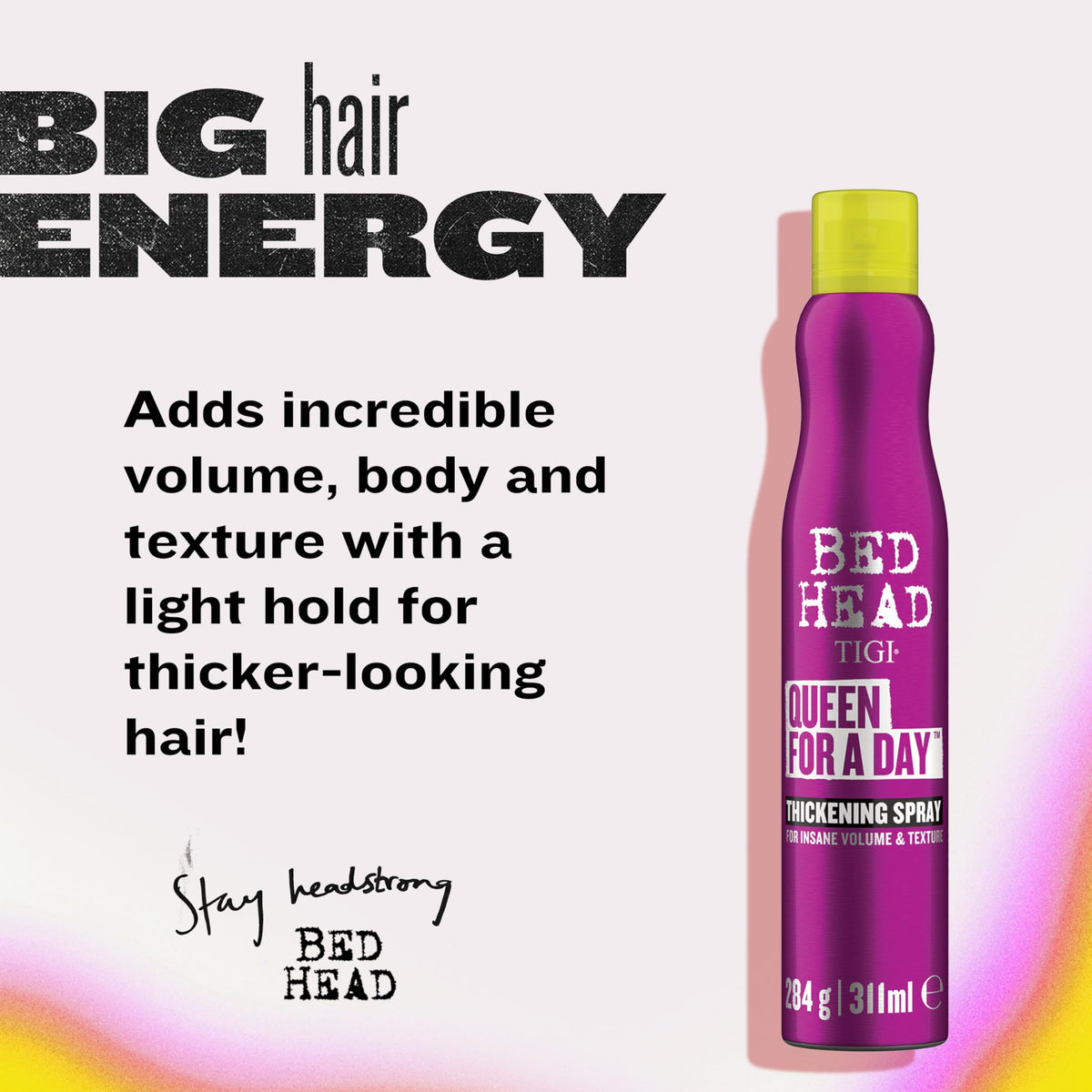 TIGI spray nozzle detail demonstrating even mist for controlled application and lift