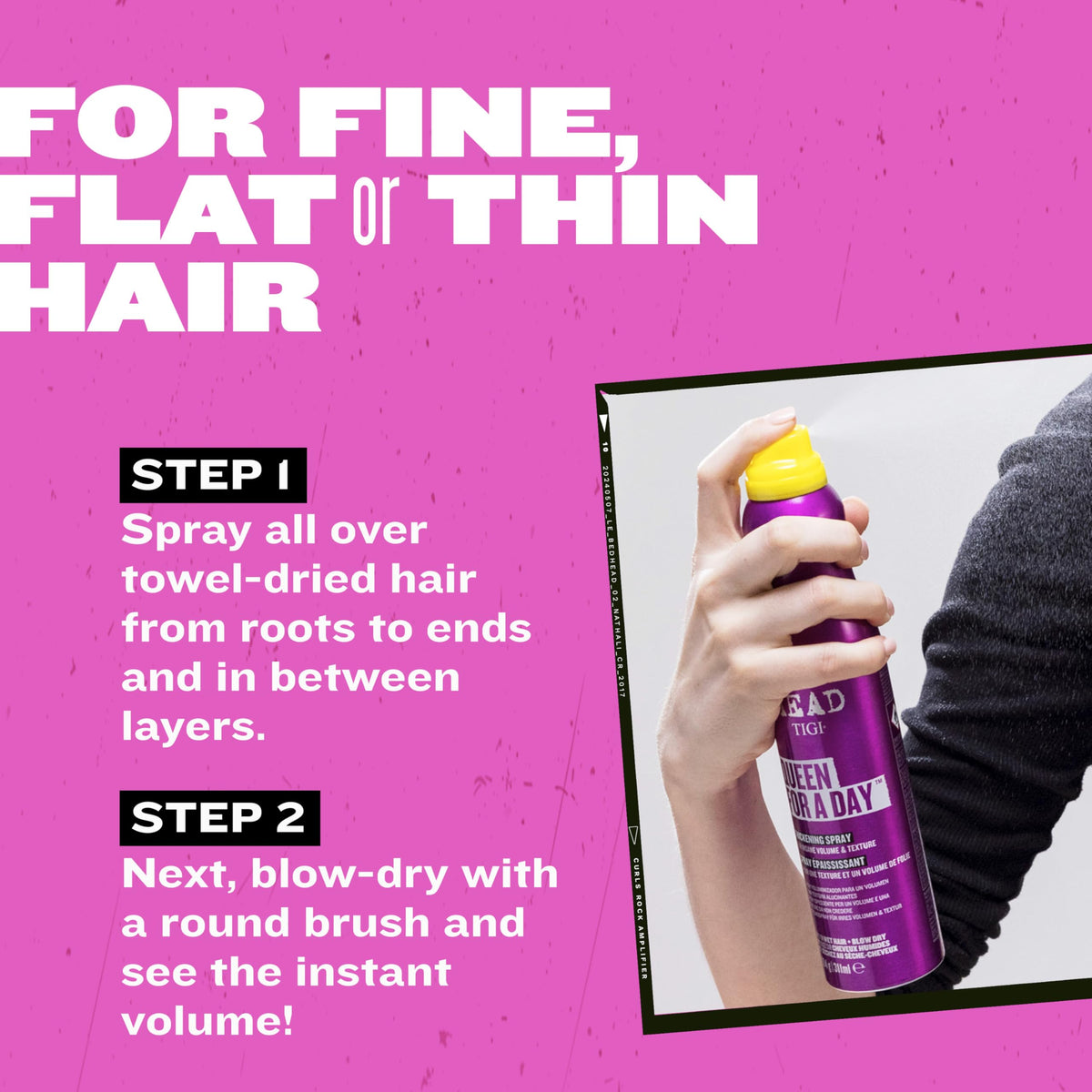 TIGI staged lifestyle image with voluminous hair showing confidence and everyday wear