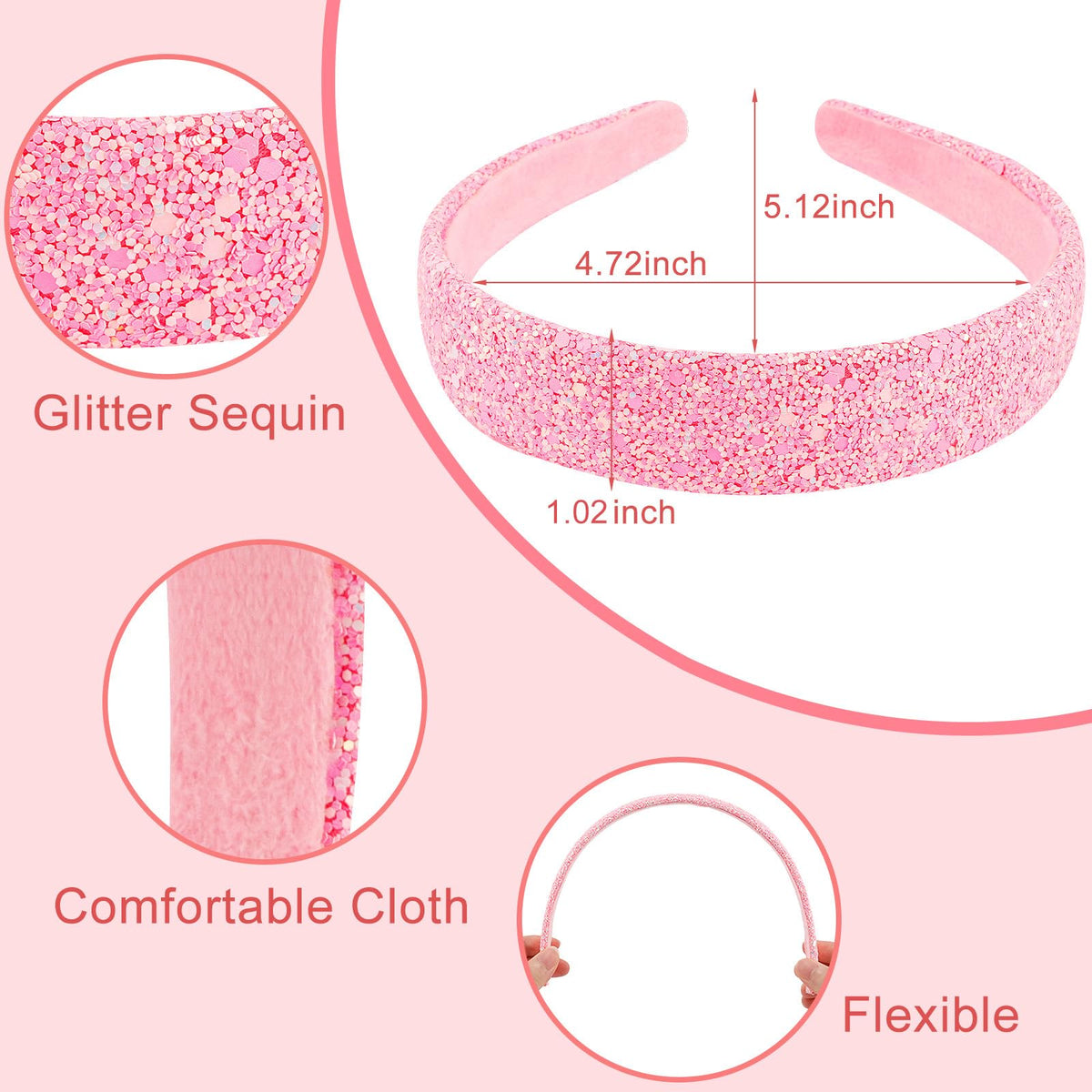 Tihebax close-up glitter texture on rainbow band for eye-catching shine