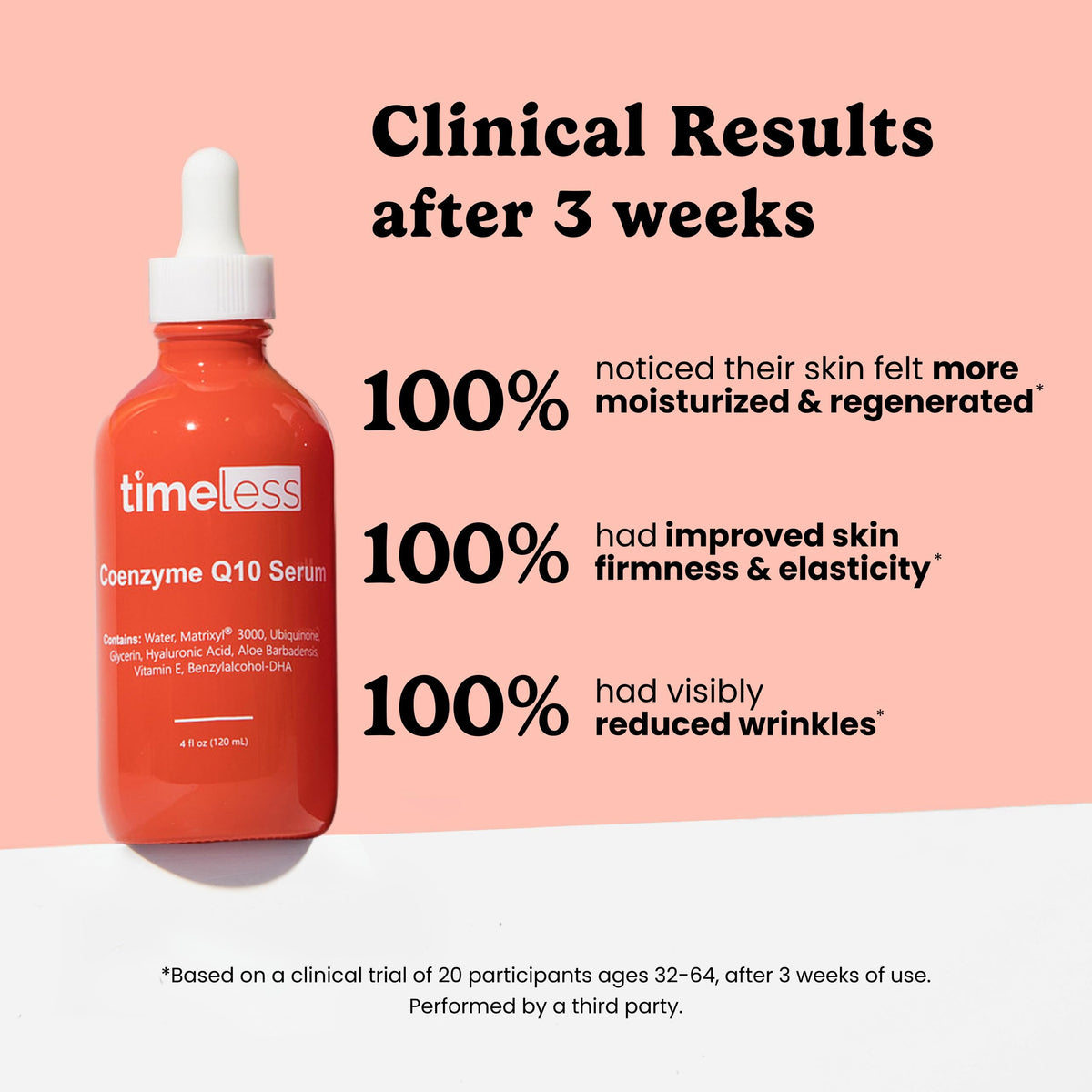 Timeless Skin Care pump dispensing serum onto hand for amount guidance and easy application benefit