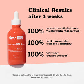 Timeless Skin Care pump dispensing serum onto hand for amount guidance and easy application benefit