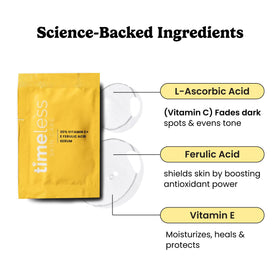 Timeless Skin Care open pouch showing serum texture and fresh dose