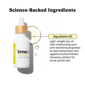 Timeless Skin Care dropper dispensing squalane with precise dosing for easy application