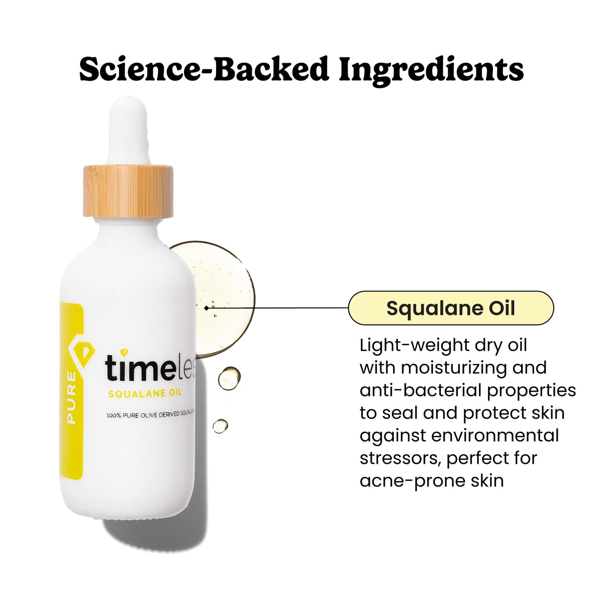 Timeless Skin Care dropper dispensing a few drops for controlled application