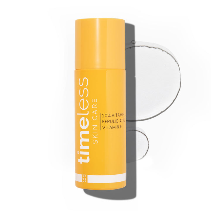 Timeless Skin Care bottle front view showing clean design and benefits