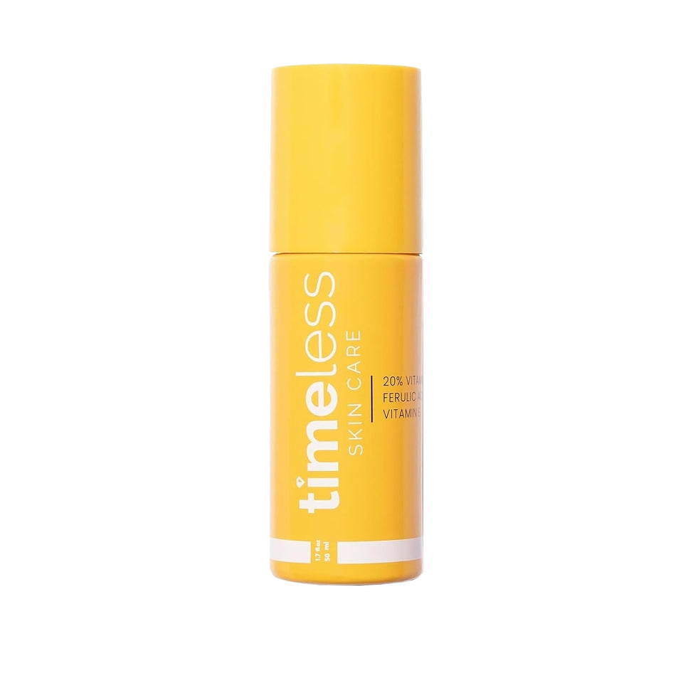 Timeless Skin Care front packaging showing bottle and branding, conveys trust