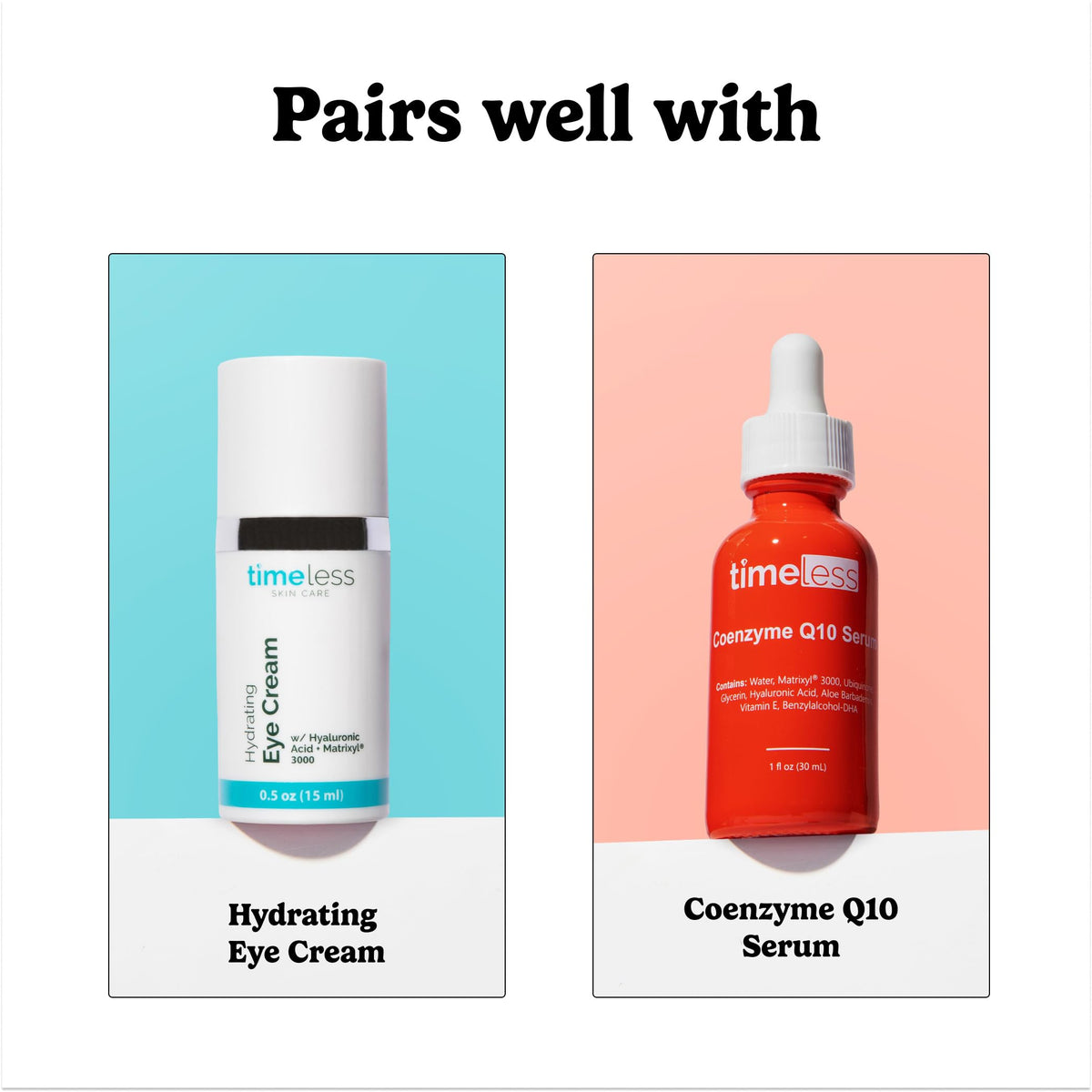 Timeless Skin Care ingredient label close-up showing vitamin C blend benefits