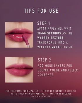 TIMEPHORIA Altera Flux on lips glossy phase illustrating shine and immediate color payoff