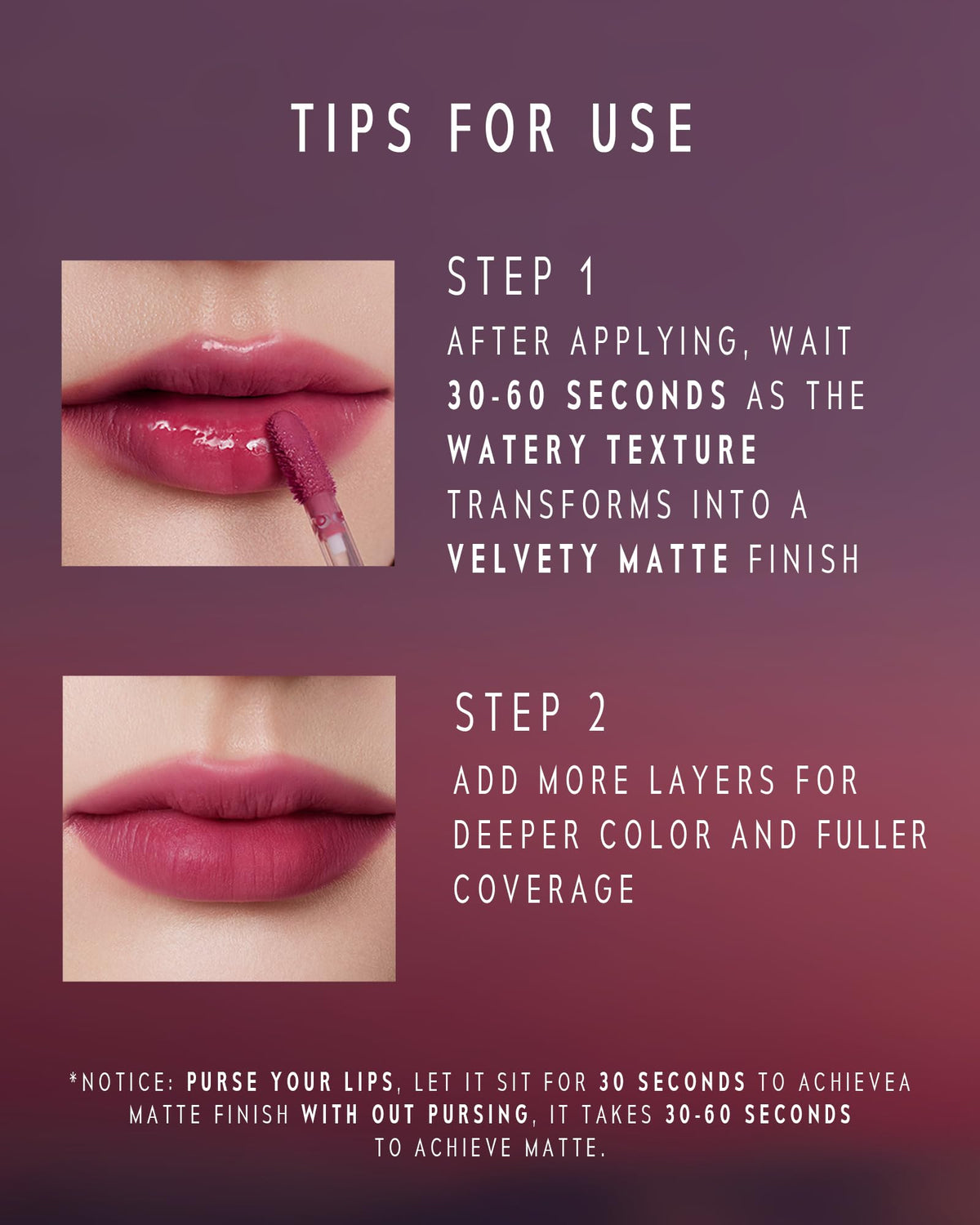 TIMEPHORIA lip swatch on model demonstrating muted pink finish and blurred lip lines benefit