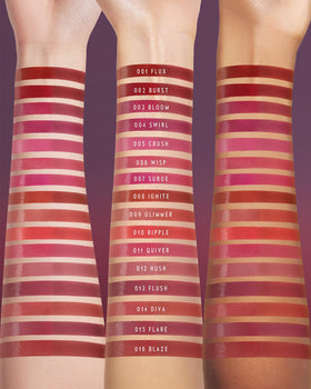 TIMEPHORIA swatch strip of 006 Wisp showing true muted pink color and even payoff