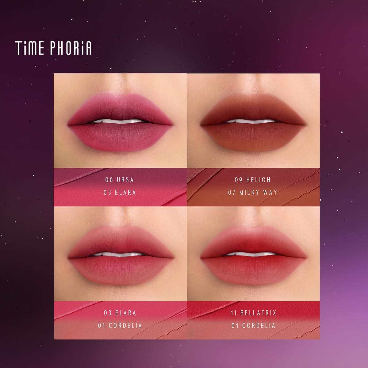 TIMEPHORIA lifestyle evening look showing dramatic, long-lasting color