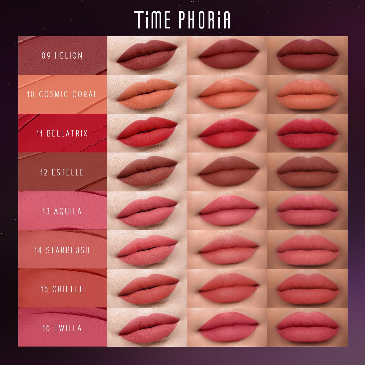 TIMEPHORIA model wearing Helion front view highlighting bold berry color