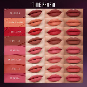 TIMEPHORIA model wearing Helion front view highlighting bold berry color
