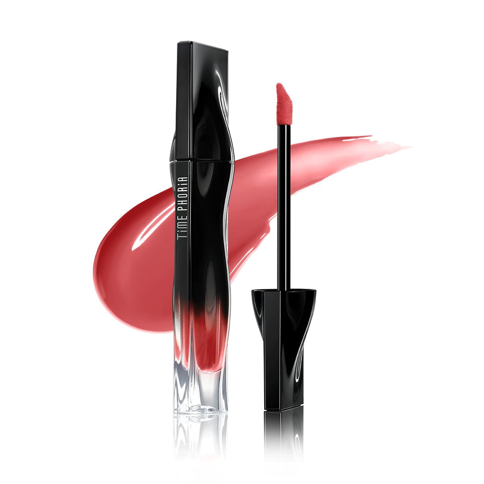 TIMEPHORIA front packaging showing coral-pink shade and compact tube benefit