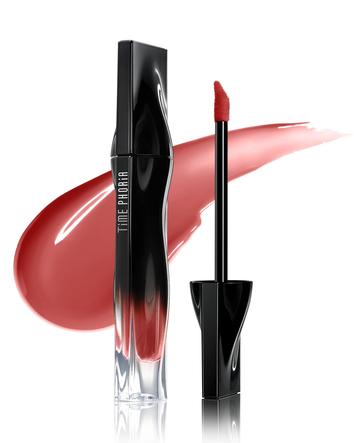 TIMEPHORIA front packaging showing rose brown gloss and sleek tube for easy storage