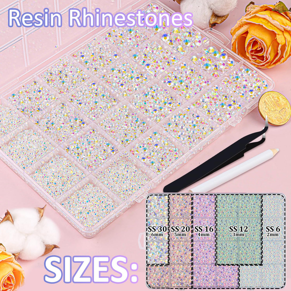 TINKRSTUFF 24-grid organization with labelled compartments for quick size choice