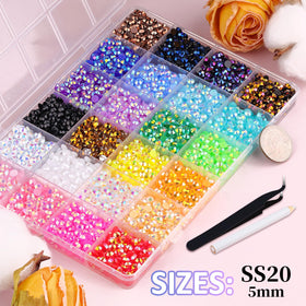 TINKRSTUFF 24-grid storage box keeping mixed-color rhinestones sorted and ready