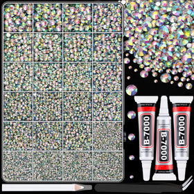 TINKRSTUFF 24-grid storage box showing organized mixed-size rhinestones and quick access