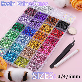 TINKRSTUFF 28-grid organizer open with sorted multicolor rhinestones for quick access