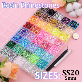 TINKRSTUFF open 40-grid organizer with separated mixed-color 5mm gems for easy selection