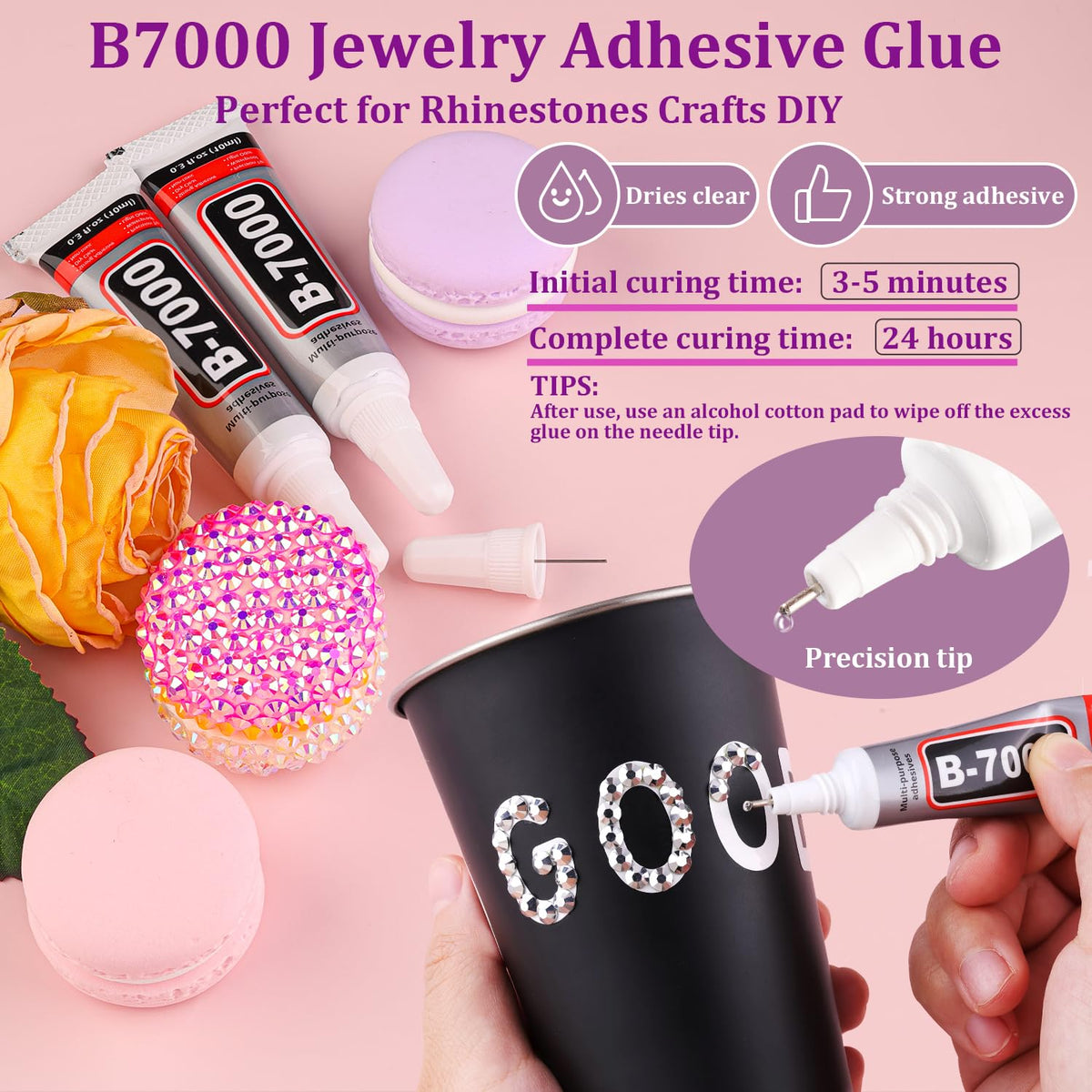 TINKRSTUFF B7000 glue bottle with needle tip demonstrating accurate adhesive application