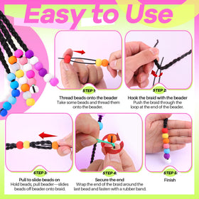 TINKRSTUFF beads slid onto braid demonstrating fast styling advantage