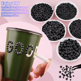 TINKRSTUFF black rhinestones applied to a tumbler adding dramatic contrast