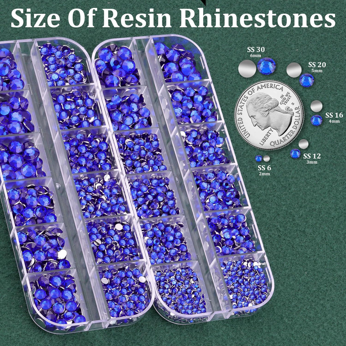 TINKRSTUFF close-up on faceted resin rhinestones highlighting brilliant blue sparkle
