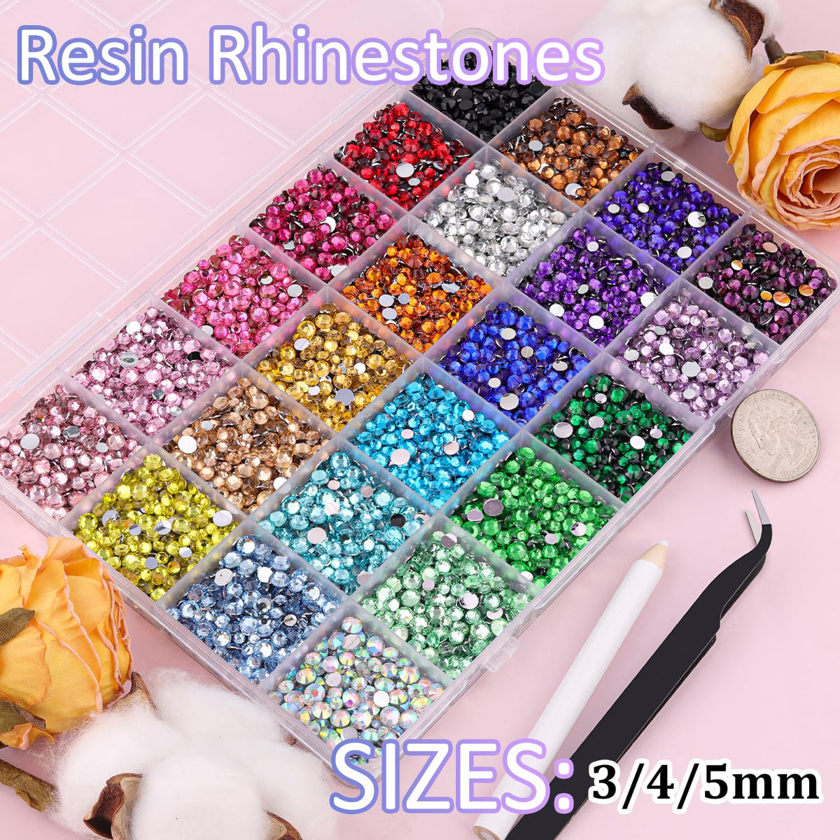 TINKRSTUFF close-up of resin rhinestone facets showing bright sparkle and durable resin finish